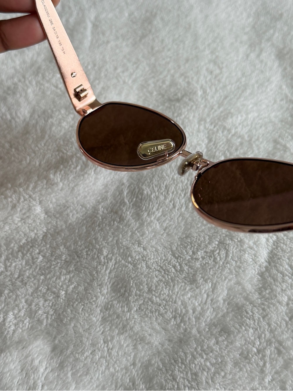 Celine Brown Leather Sunglasses Pouch with Gold Logo and Brown Lenses - Picture 5 of 7